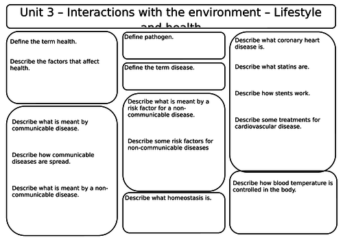 AQA Synergy Combined Unit 3 Revision Worksheets