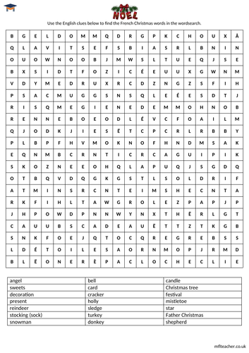 French - Christmas wordsearch