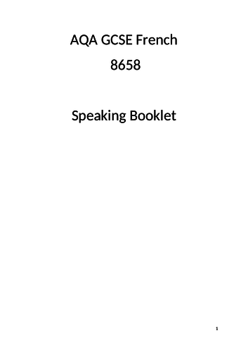 Speaking General conversation new AQA GCSE + model answers THEME 1,2,3