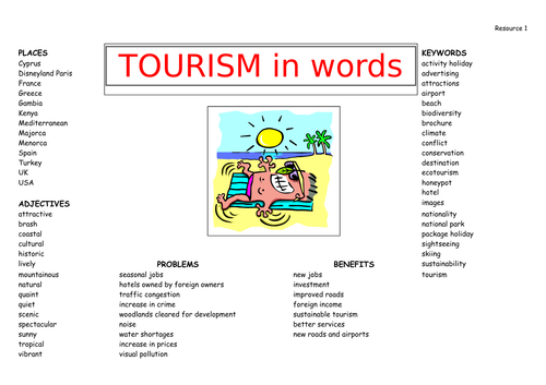 Tourism Word Mat