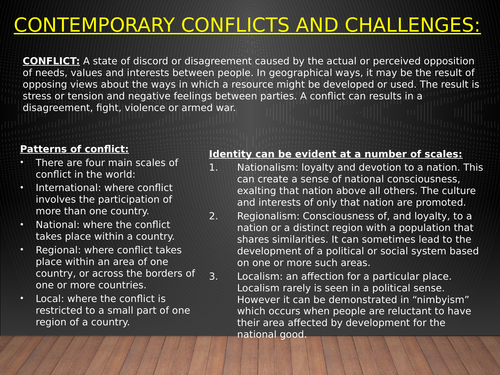 A LEVEL GEOGRAPHY INTRODUCTION TO CONFLICT