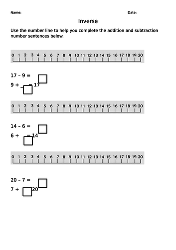 Year 2 Inverse Maths Homework Sheet Reasoning KS1 addition subtraction