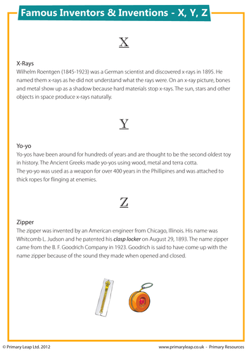 Famous Inventions and Inventors - X, Y, Z