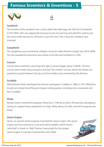 Famous Inventions & Inventors - S