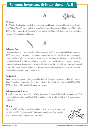 Famous Inventions & Inventors - A, B