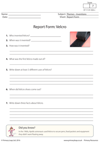 Report Form - Velcro