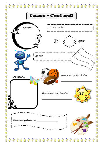 C'est moi! Worksheet