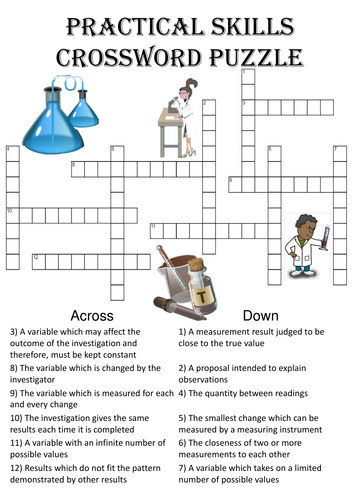 Science Crossword Puzzle: Practical skills (Includes answer key) by