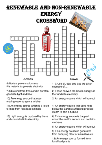 Physics Crossword Puzzle: Renewable and nonrenewable energy