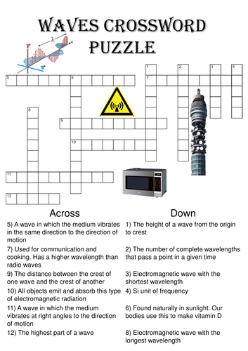 Physics Crossword Puzzle: Waves (Includes answer key ...