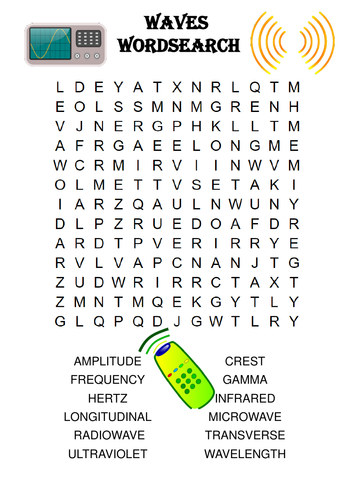 Physics Word Search: Waves (Includes Solution)