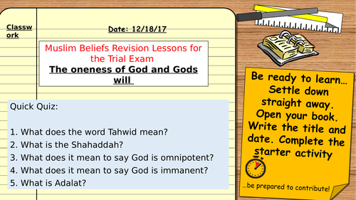 AQA Oneness and Nature of Allah Revision. GCSE 9-1