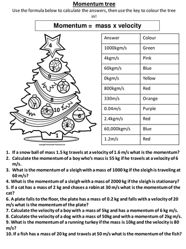 Christmas Physics Colour by Equation Worksheets by kkanjee | Teaching