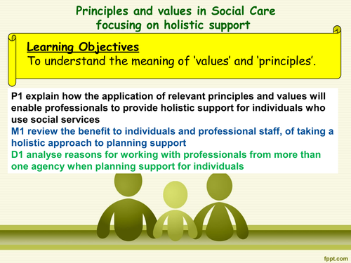 Principles and values in social  are focusing on holistic support