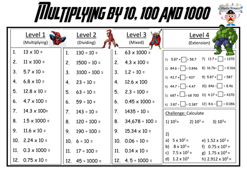 Differentated multiplying and dividing by powers of 10