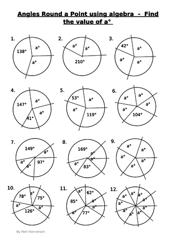 Calculating Angles round a point - Using algebra - year 5 / year 6