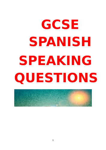 Gcse Spanish Speaking Questions Teaching Resources