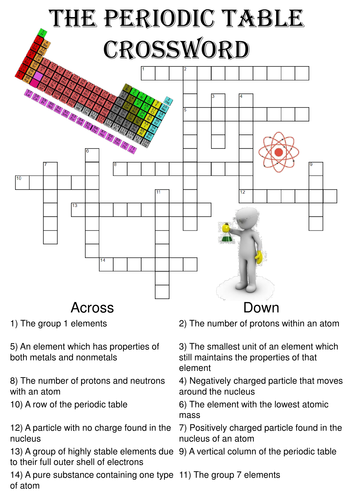 Chemistry Crossword Puzzle: The periodic table (Includes answer key