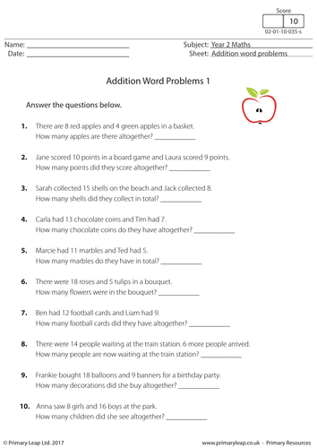 KS1 - Addition Word Problems 1