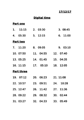 Writing digital times in words