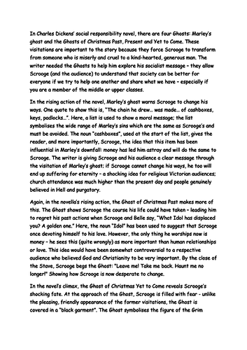 'A Christmas Carol' Grade 5 or 6 essay on the importance of the ghosts