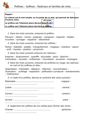 Prefix , Suffix, Gender and Nominalisation in French