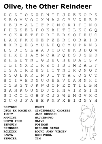 Olive, the Other Reindeer Word Search