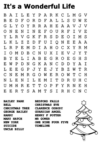 It's a Wonderful Life Word Search