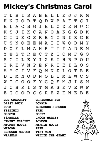 Mickey's Christmas Carol Word Search