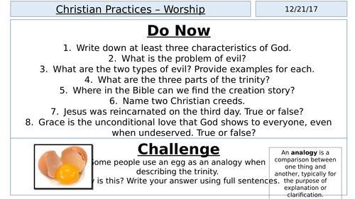 AQA A GCSE - Christian Practices - Worship