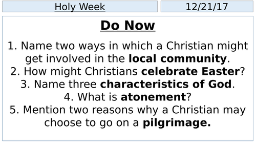 AQA A GCSE - Holy Week