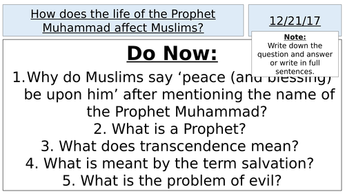 AQA A GCSE - How does the life of Muhammad affect Muslims?
