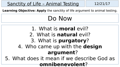 Sanctity of Life and Animal Testing