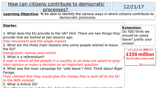 Citizenship GCSE - Citizen Participation