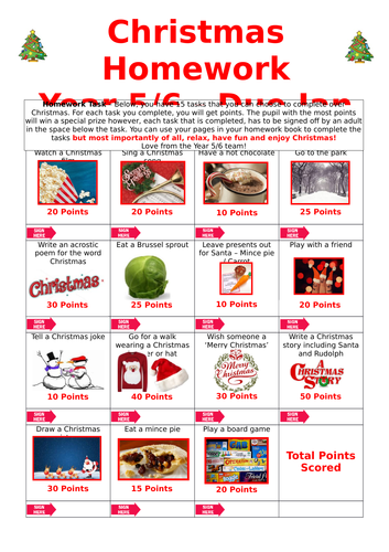 Christmas homework tasks 03 picture