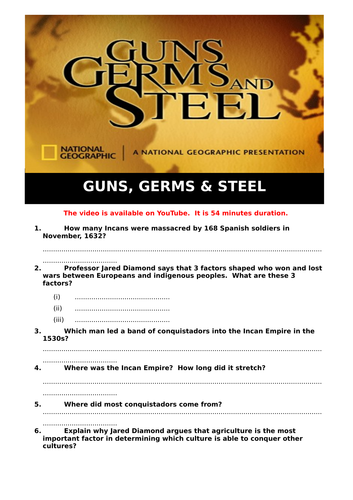 jared diamond guns germs and steel thesis