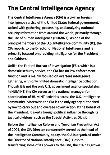 The CIA Handout