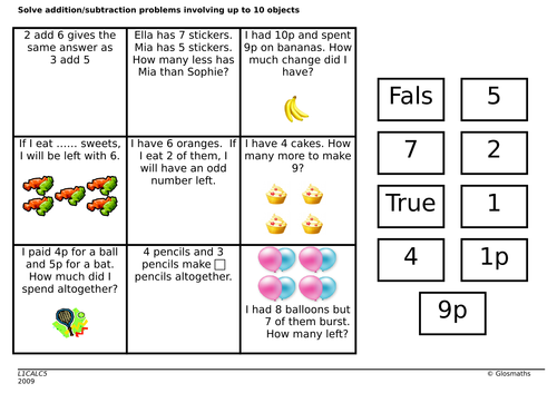 Year 1 maths puzzles / problems