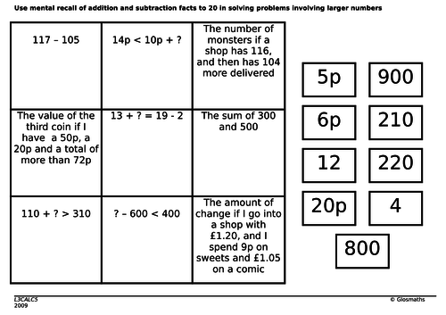 Year 3 and 4 maths puzzles / problems