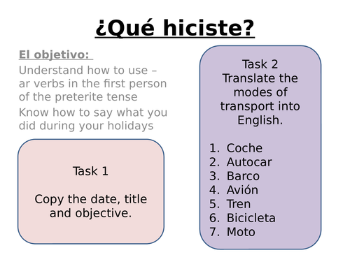 Que hiciste - Holiday activities in the past tense