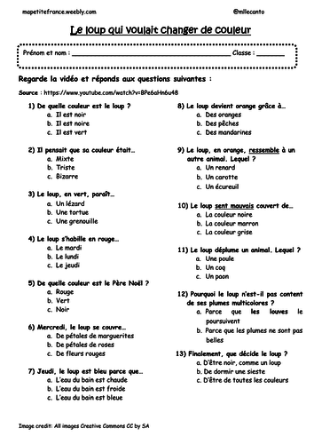 C'est moi! Worksheet