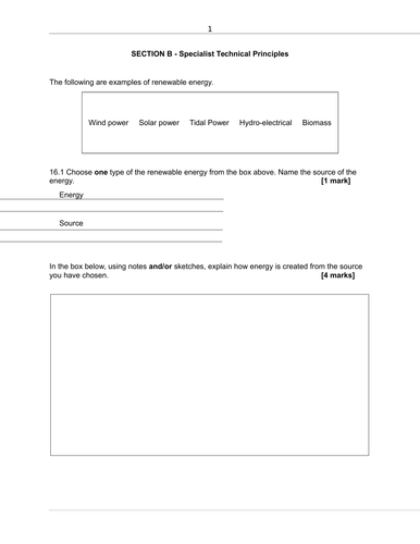 AQA GCSE Design and Technology (new specification 2017) practice exam paper section B