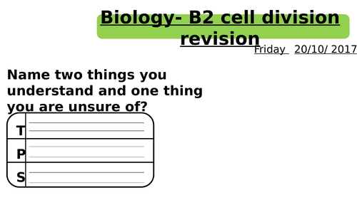 AQA GCSE (9 – 1)  Biology Unit B2 Revision lesson