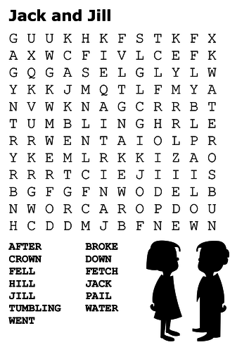 Jack and Jill Word Search