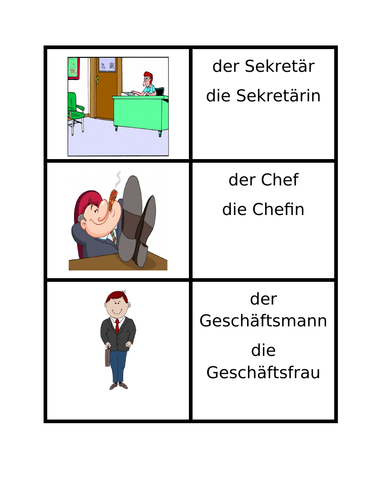Berufe (Professions in German) Card Games