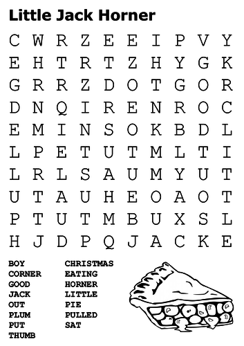 Little Jack Horner Word Search