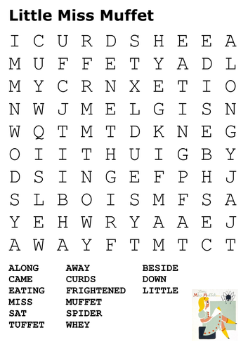 Little Miss Muffet Word Search