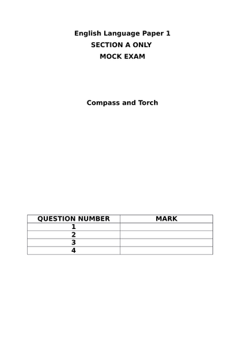 AQA English Language Paper 1 Section A Mock Exam - Compass and Torch