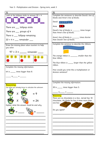 Question strips for year 3 - multiplication and division - Spring bock 1 (3)