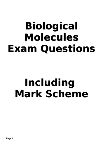 AQA NEW A LEVEL BIOLOGY - BIOLOGICAL MOLECULES, NUCLEIC ACIDS EXAM BOOKLETS